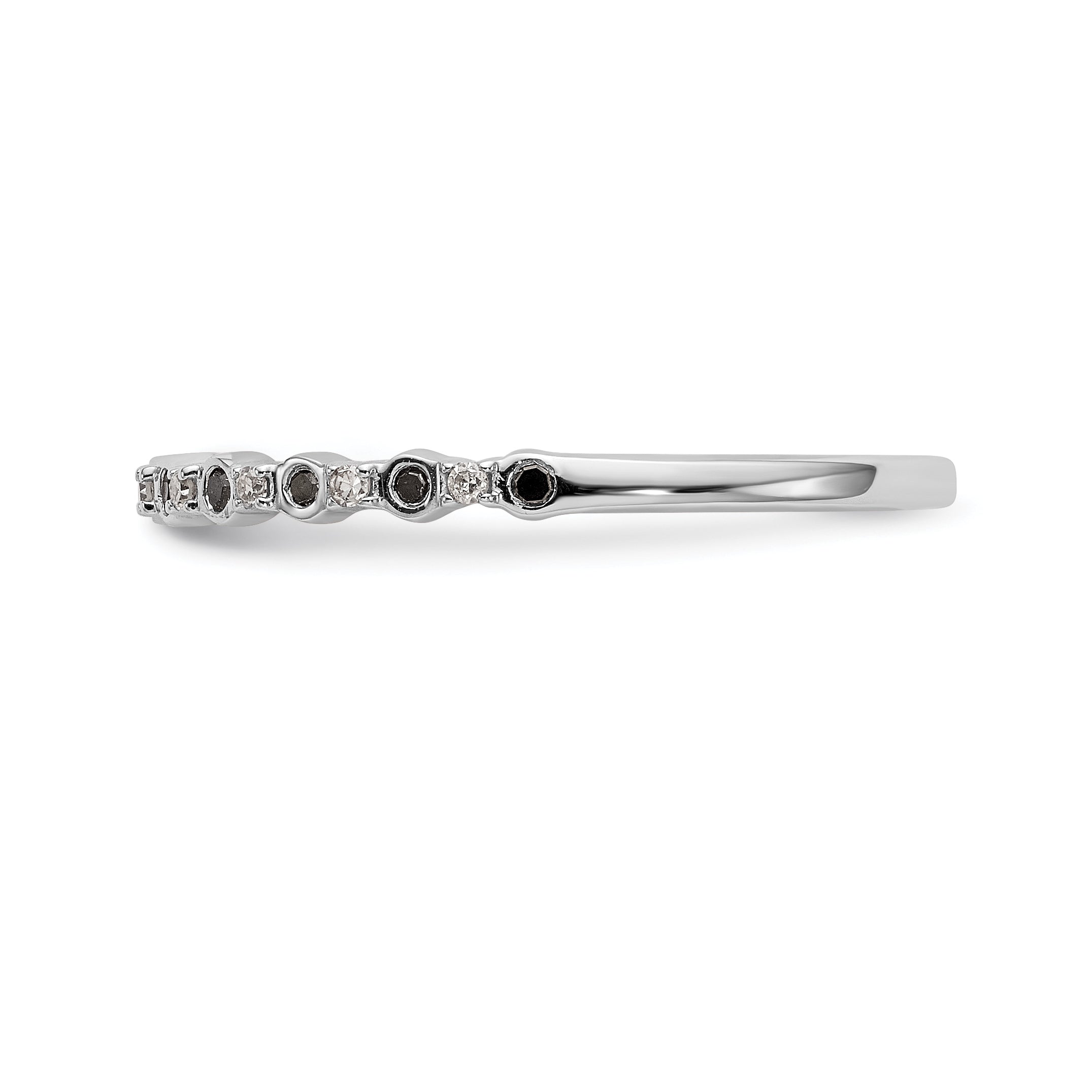 14K White Gold 1/10 carat Black and White Diamond Complete Band