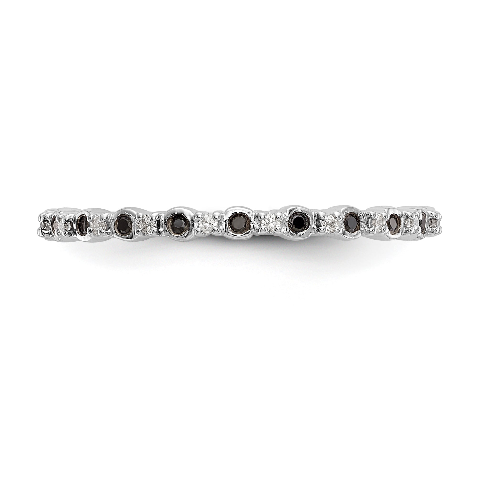 14K White Gold Black & White Diamond Band - 7