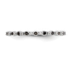 14K White Gold 1/10 carat Black and White Diamond Complete Band