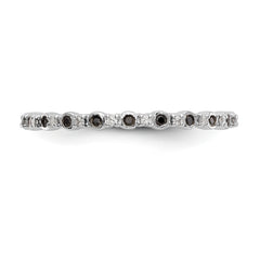 14K White Gold Black & White Diamond Band - 7