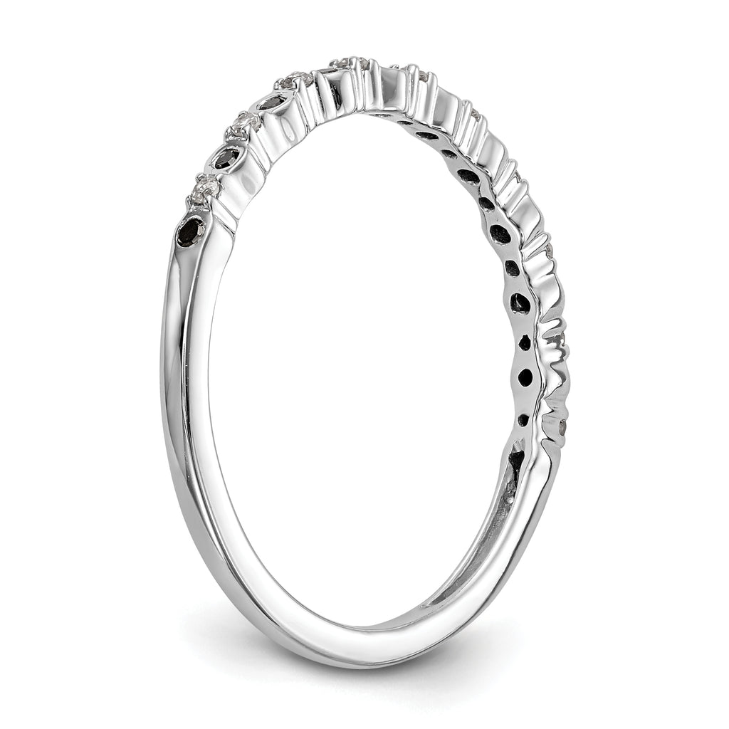 14K White Gold 1/10 carat Black and White Diamond Complete Band