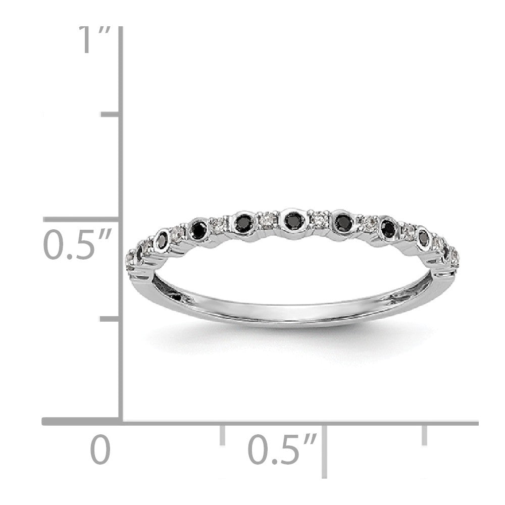 14K White Gold Black & White Diamond Band