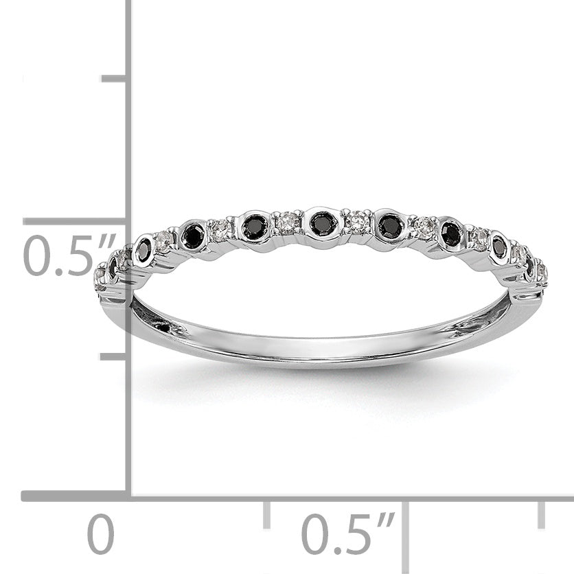14K White Gold 1/10 carat Black and White Diamond Complete Band