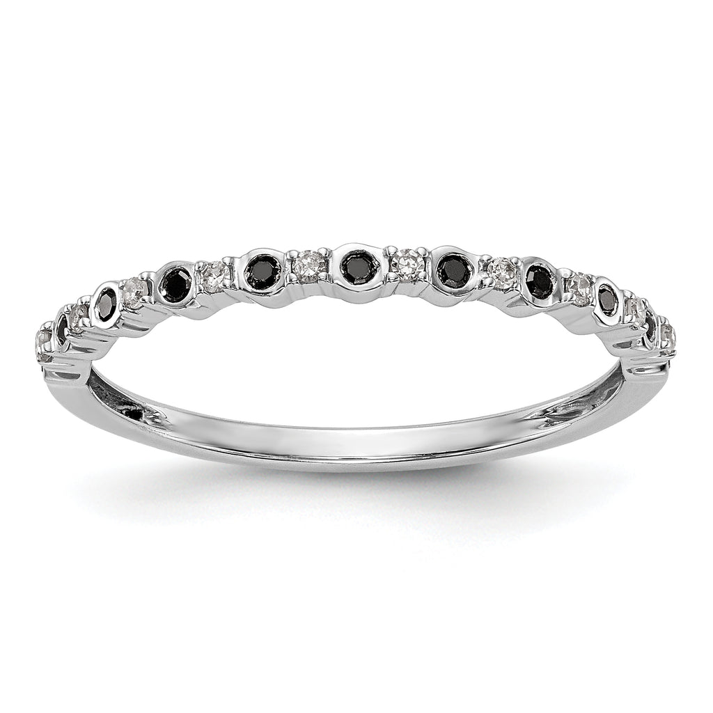 14K White Gold 1/10 carat Black and White Diamond Complete Band