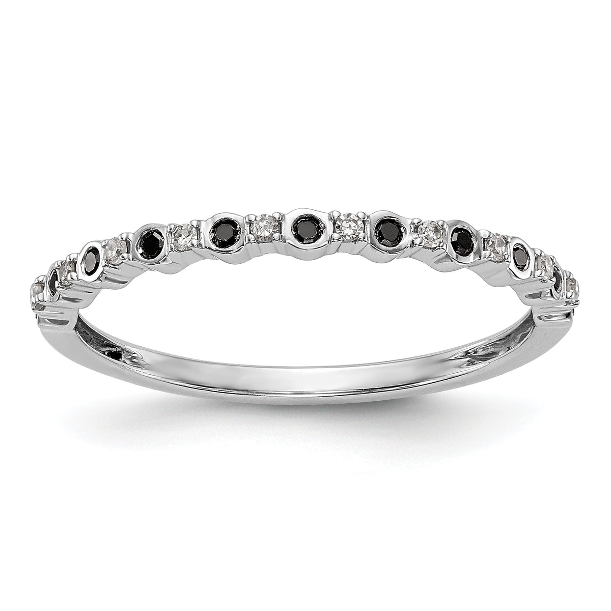 14K White Gold Black & White Diamond Band - 7
