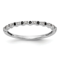 14K White Gold Black & White Diamond Band - 7