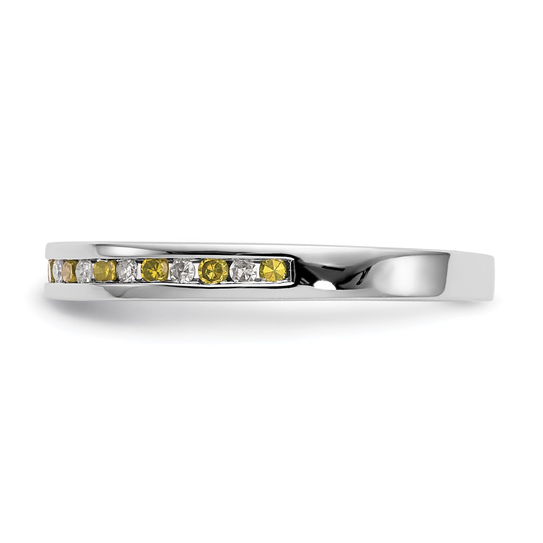14k White Gold Yellow & White Diamond Band