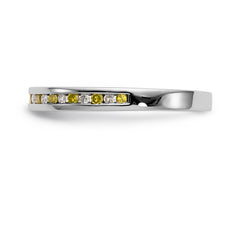 14K White Gold Yellow & White Diamond Band - 7