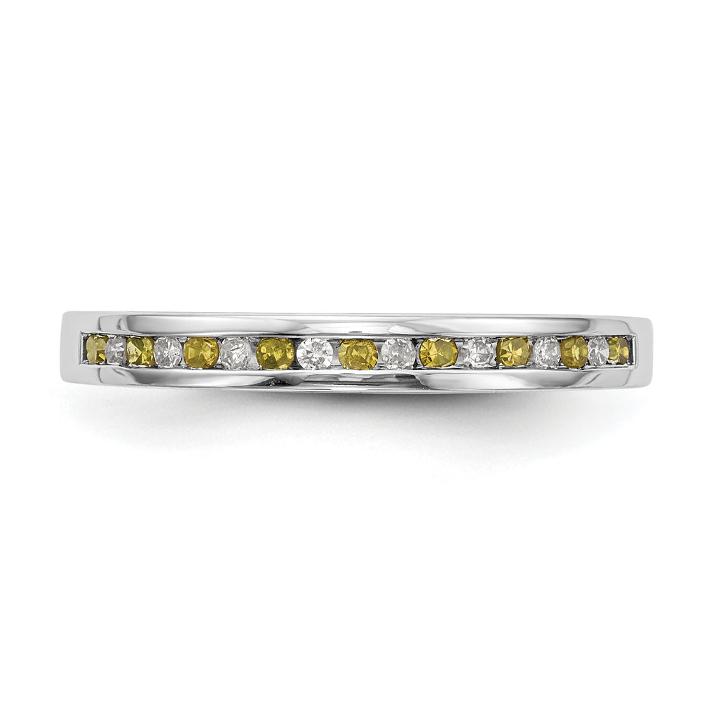 14k White Gold Yellow & White Diamond Band