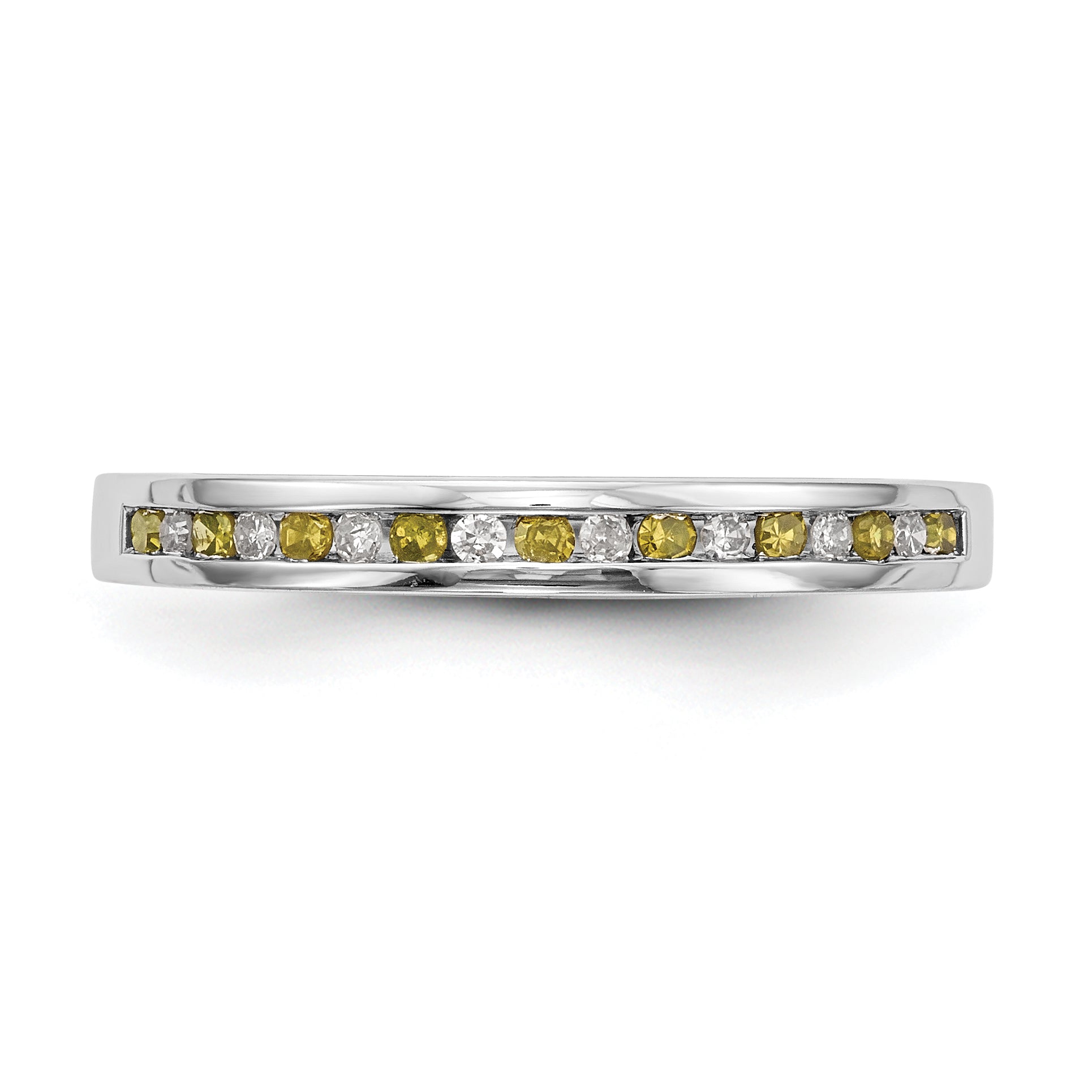 14k White Gold Yellow & White Diamond Band