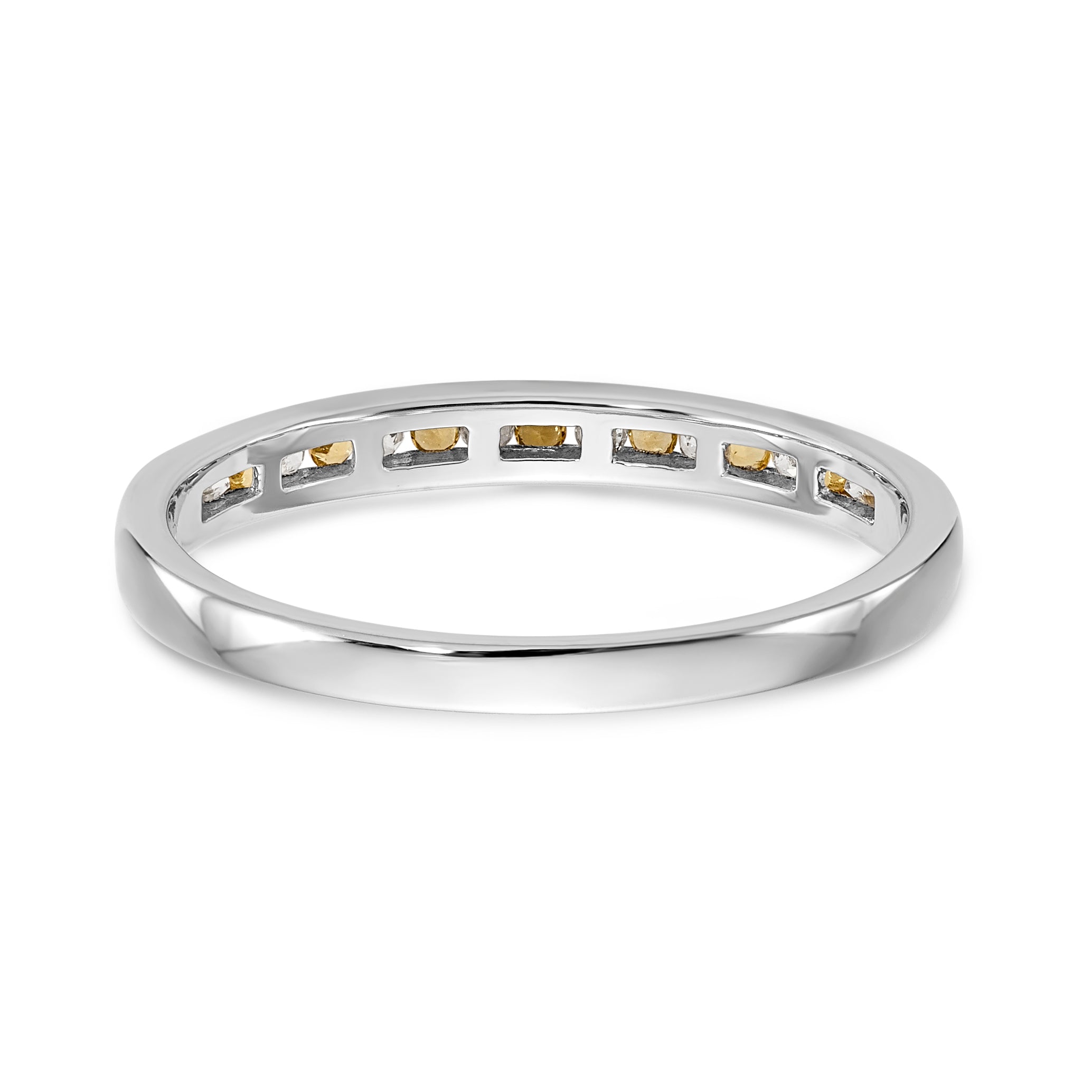14K White Gold Yellow & White Diamond Band - 7