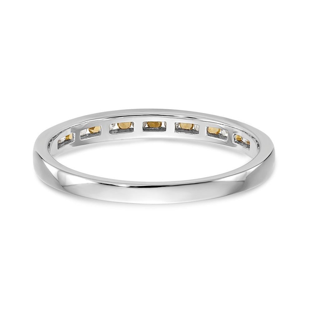 14K White Gold Yellow & White Diamond Band - 7
