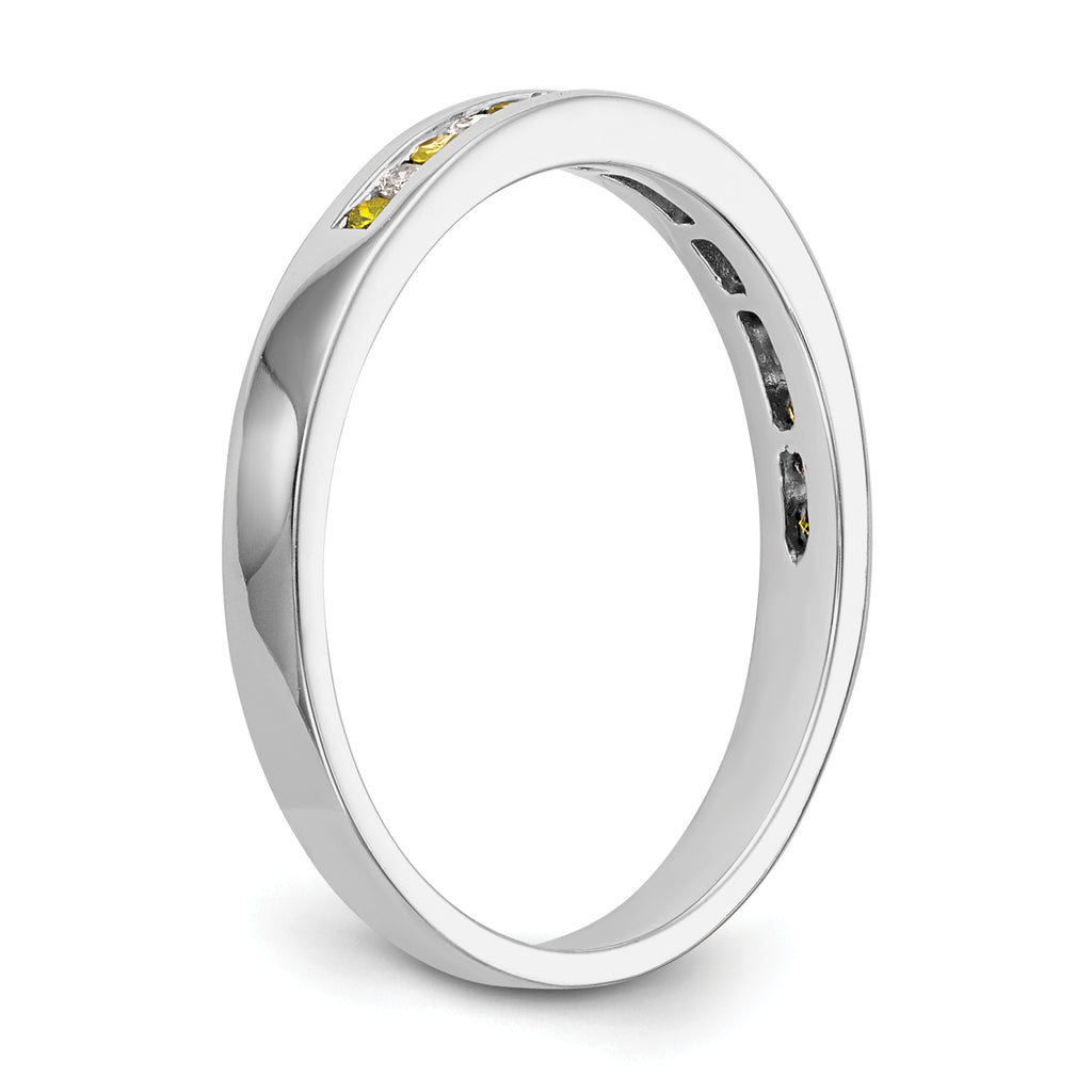 14k White Gold Yellow & White Diamond Band