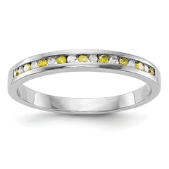 14K White Gold Yellow & White Diamond Band - 7