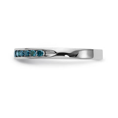 14K White Gold Blue Diamond Band - 7