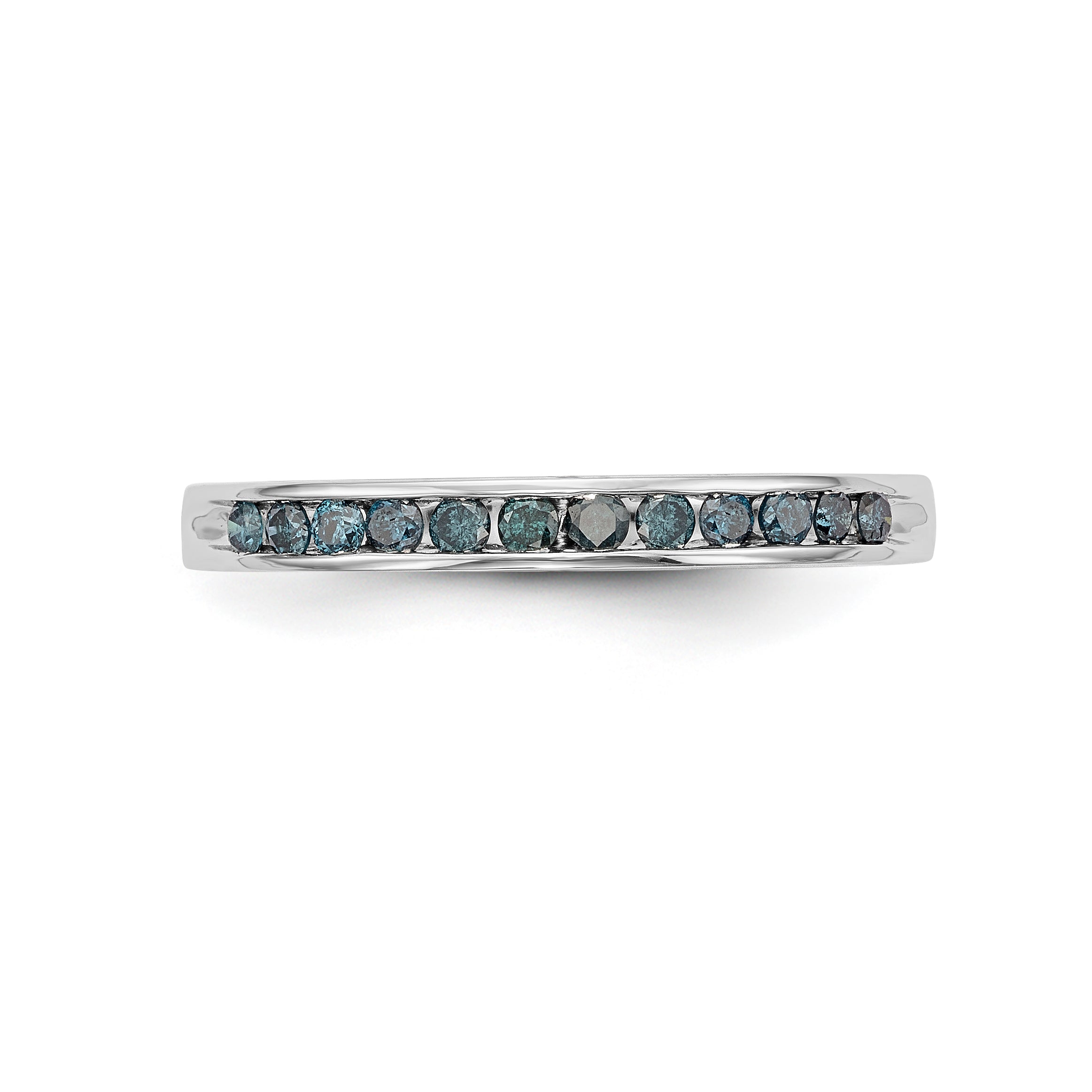 14K White Gold Blue Diamond Band - 7