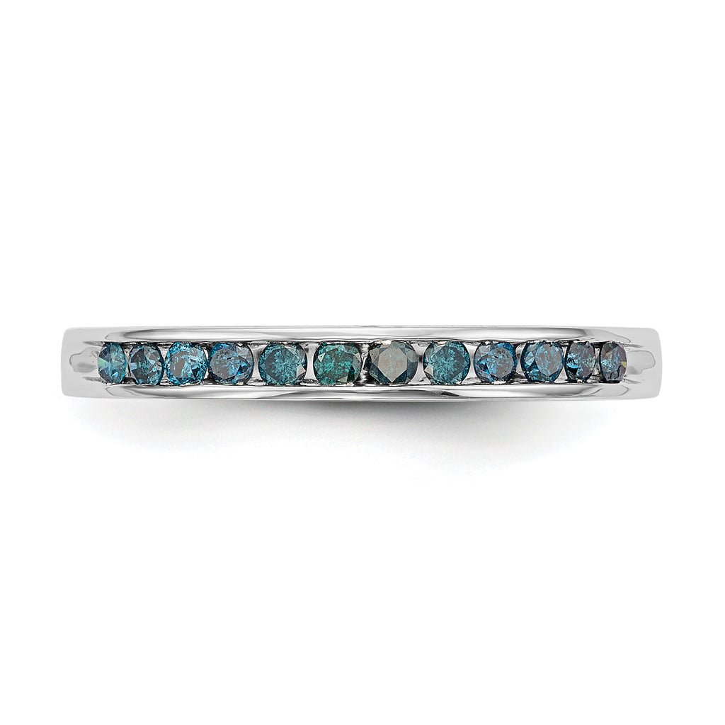 14K White Gold 1/4 carat Blue Diamond Complete Channel Band
