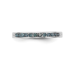 14K White Gold Blue Diamond Band - 7