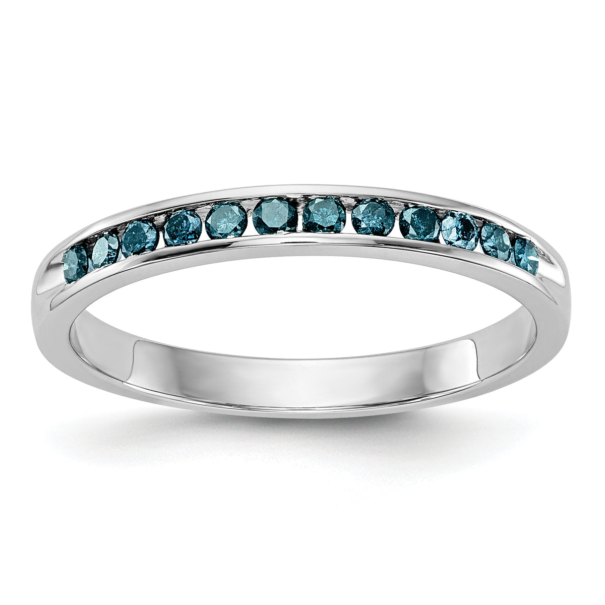 14K White Gold Blue Diamond Band - 7