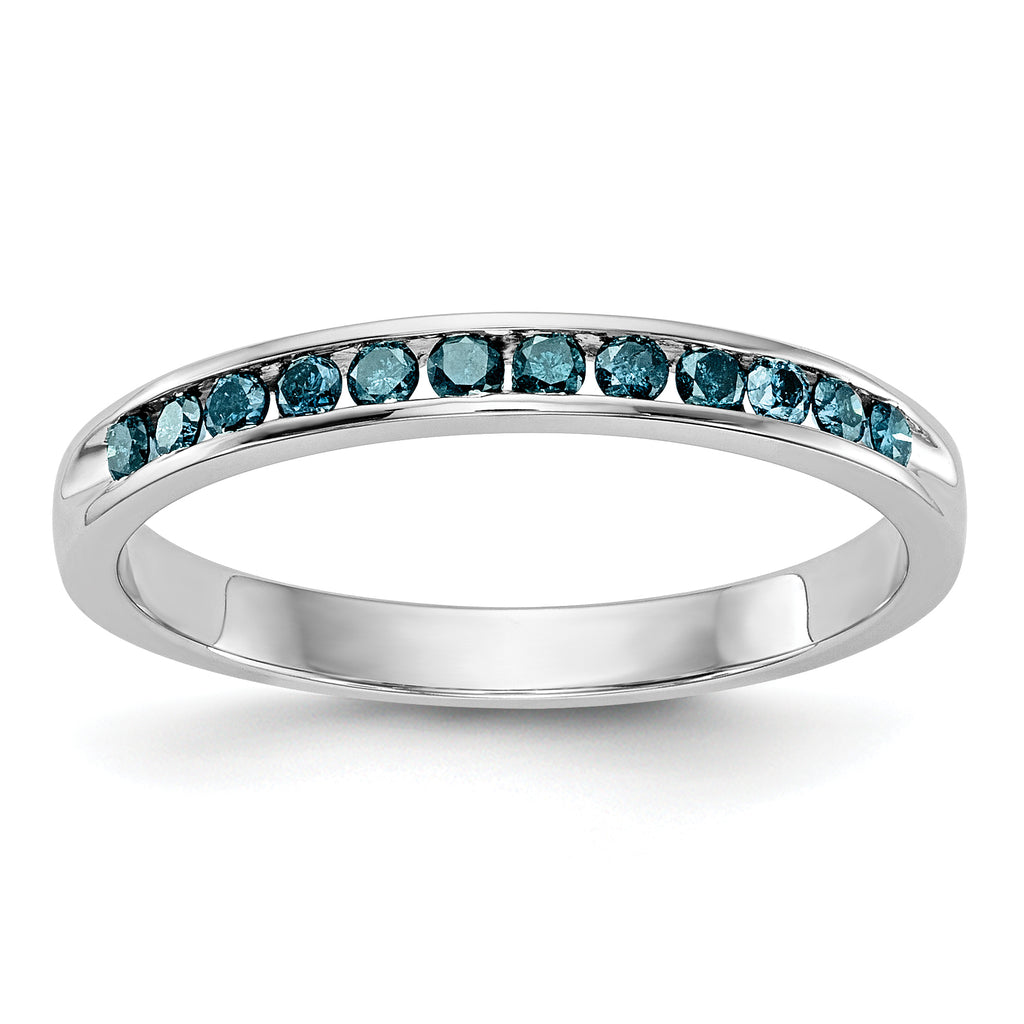14K White Gold 1/4 carat Blue Diamond Complete Channel Band