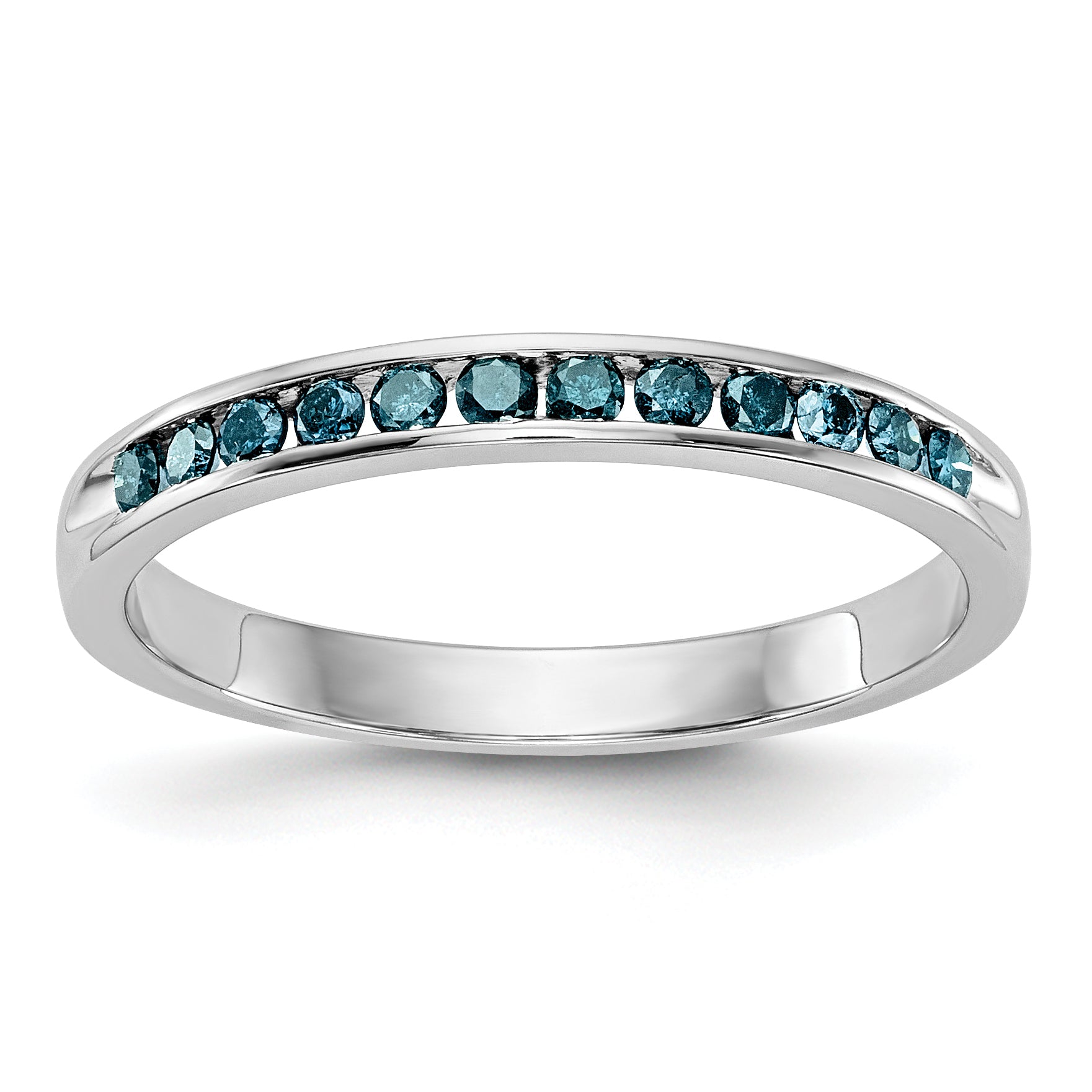 14K White Gold 1/4 carat Blue Diamond Complete Channel Band