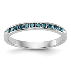 14K White Gold Blue Diamond Band - 7