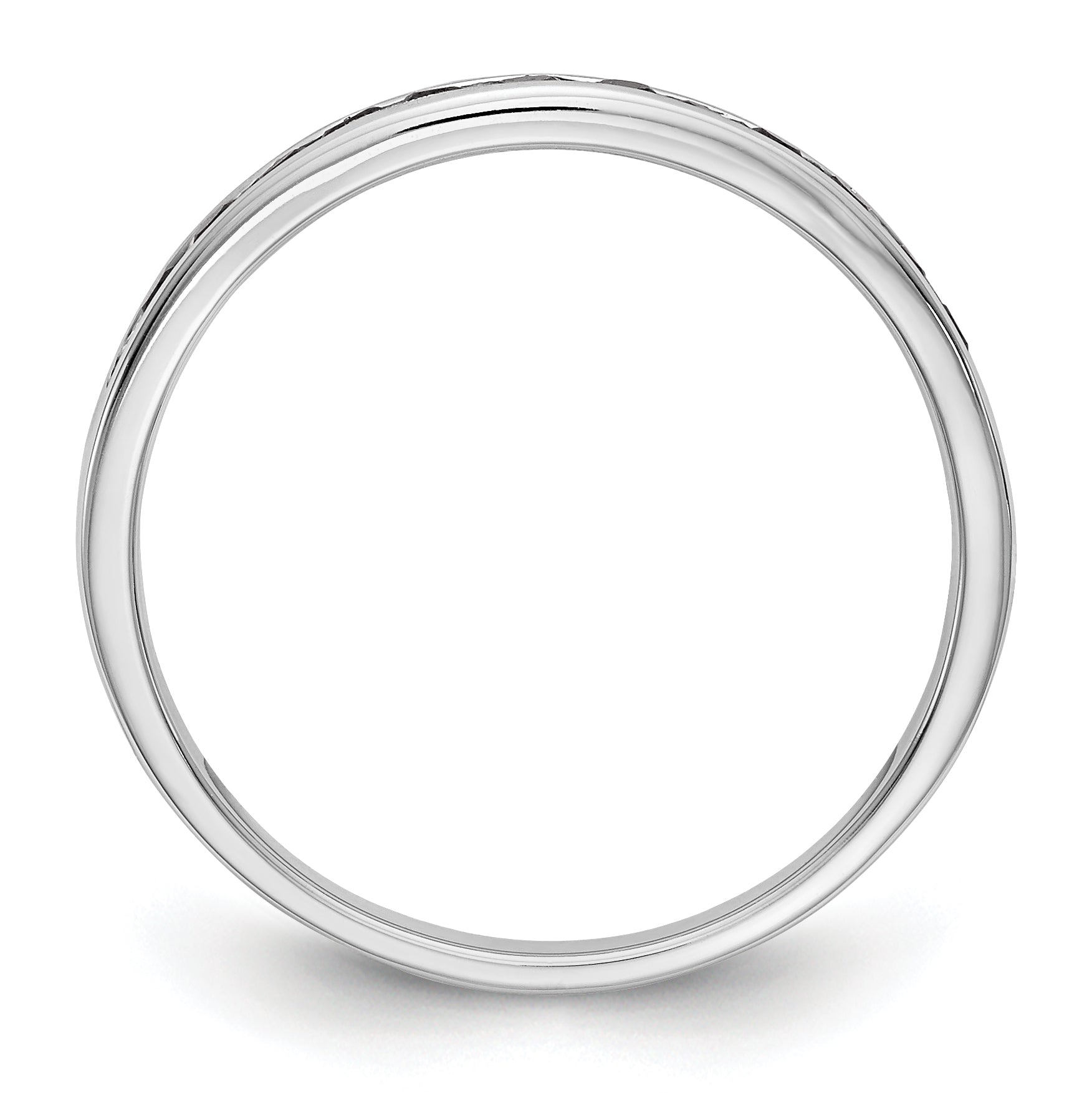 14K White Gold Black Diamond Band - 7