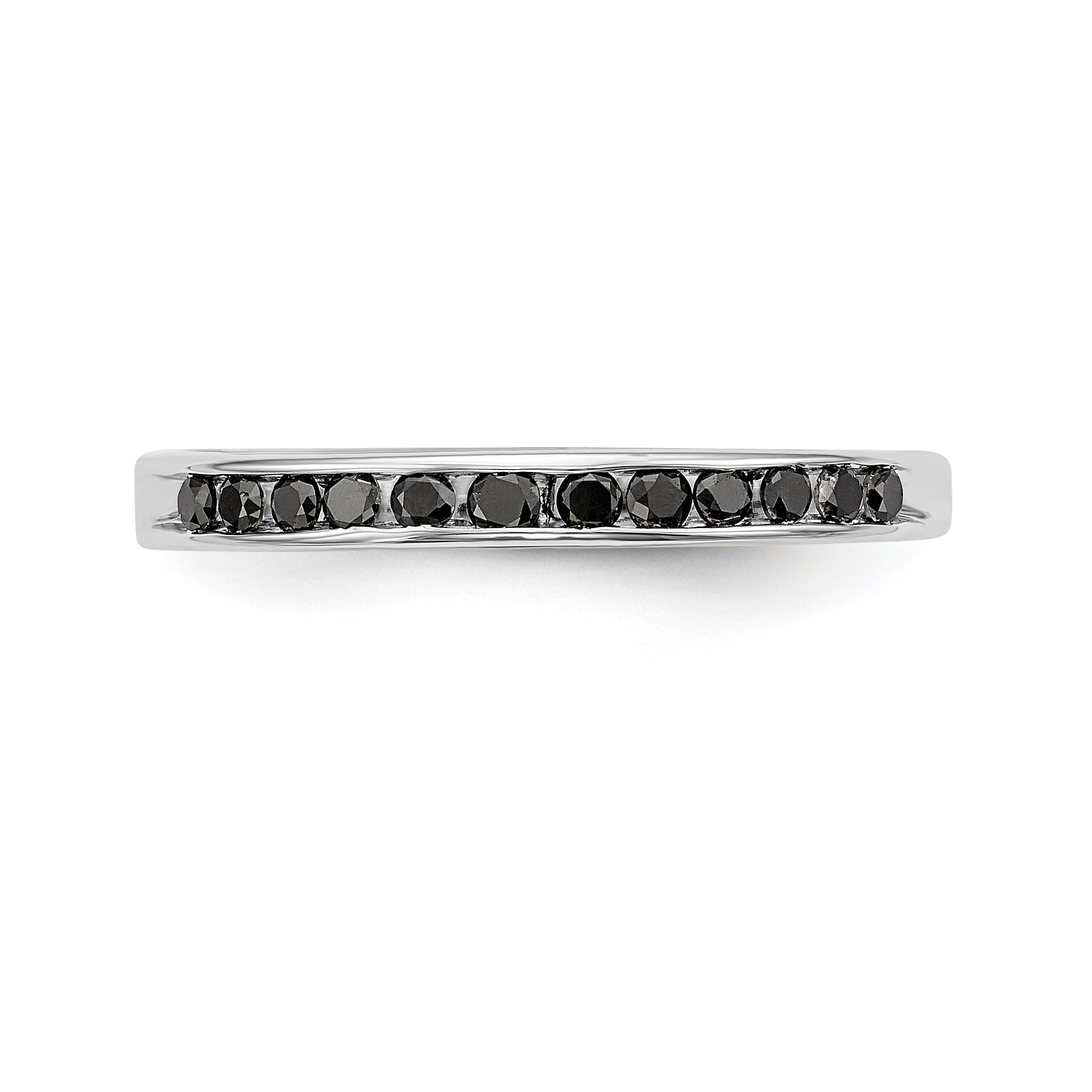 14K White Gold Black Diamond Band - 7