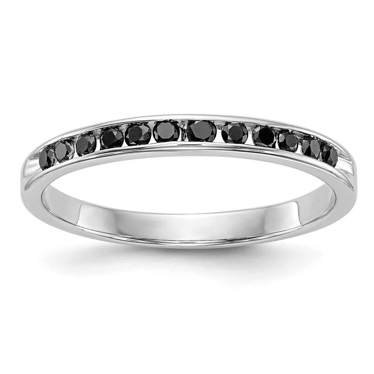 14K White Gold Black Diamond Band - 7