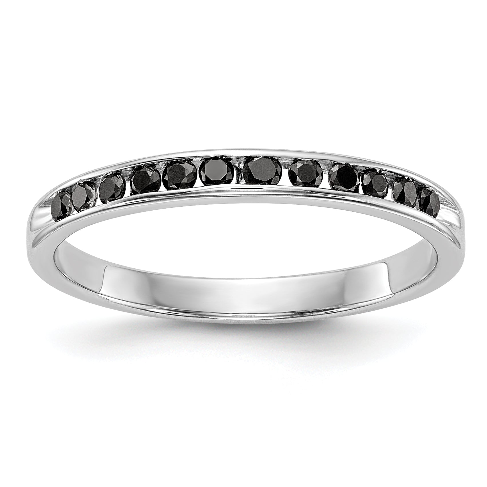 14K White Gold 1/4 carat Black Diamond Complete Channel Band Secondary image
