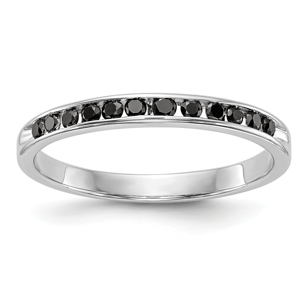 14K White Gold 1/4 carat Black Diamond Complete Channel Band
