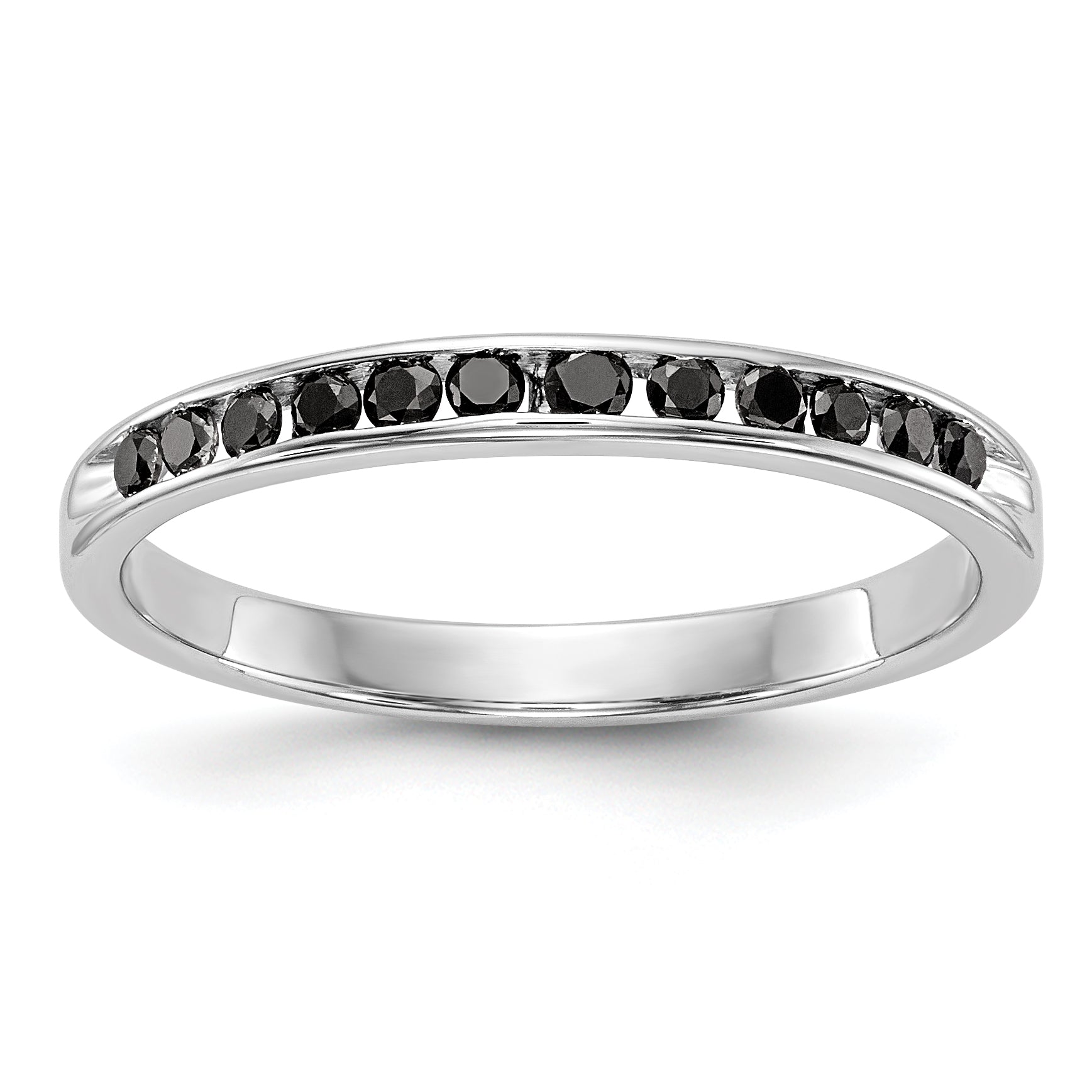 14K White Gold Black Diamond Band - 7