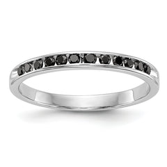 14K White Gold Black Diamond Band - 7