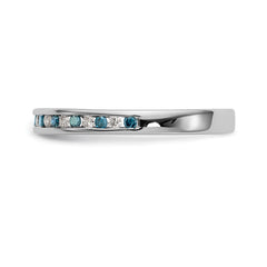 14K White Gold 1/4 carat Blue and White Diamond Complete Channel Band