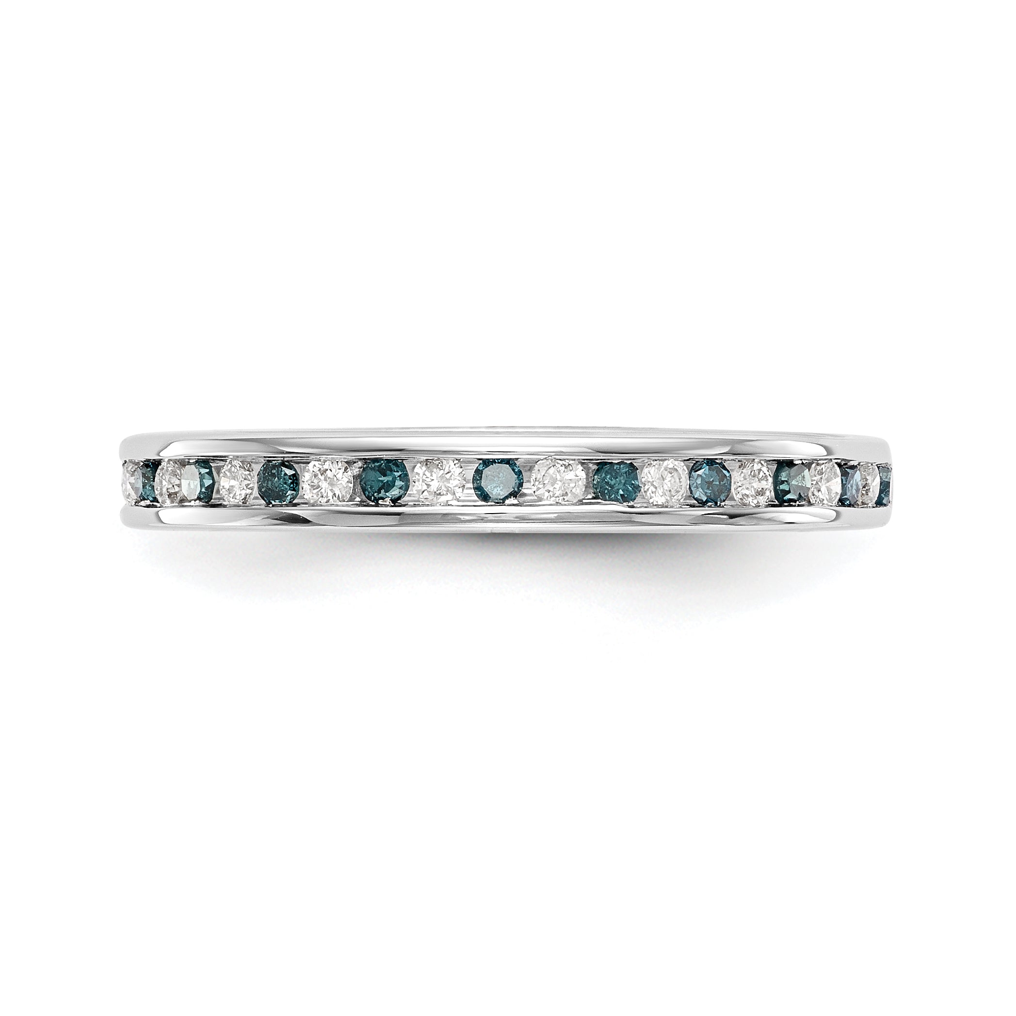 14K White Gold 1/4 carat Blue and White Diamond Complete Channel Band