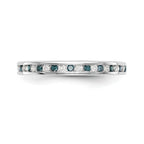 14K White Gold 1/4 carat Blue and White Diamond Complete Channel Band
