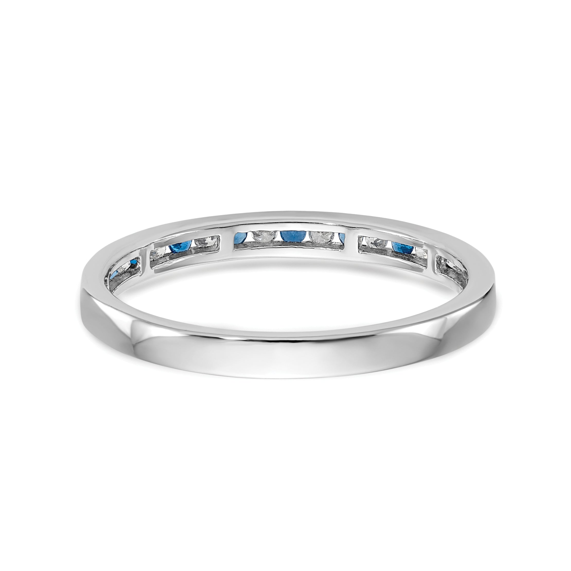 14K White Gold 1/4 carat Blue and White Diamond Complete Channel Band