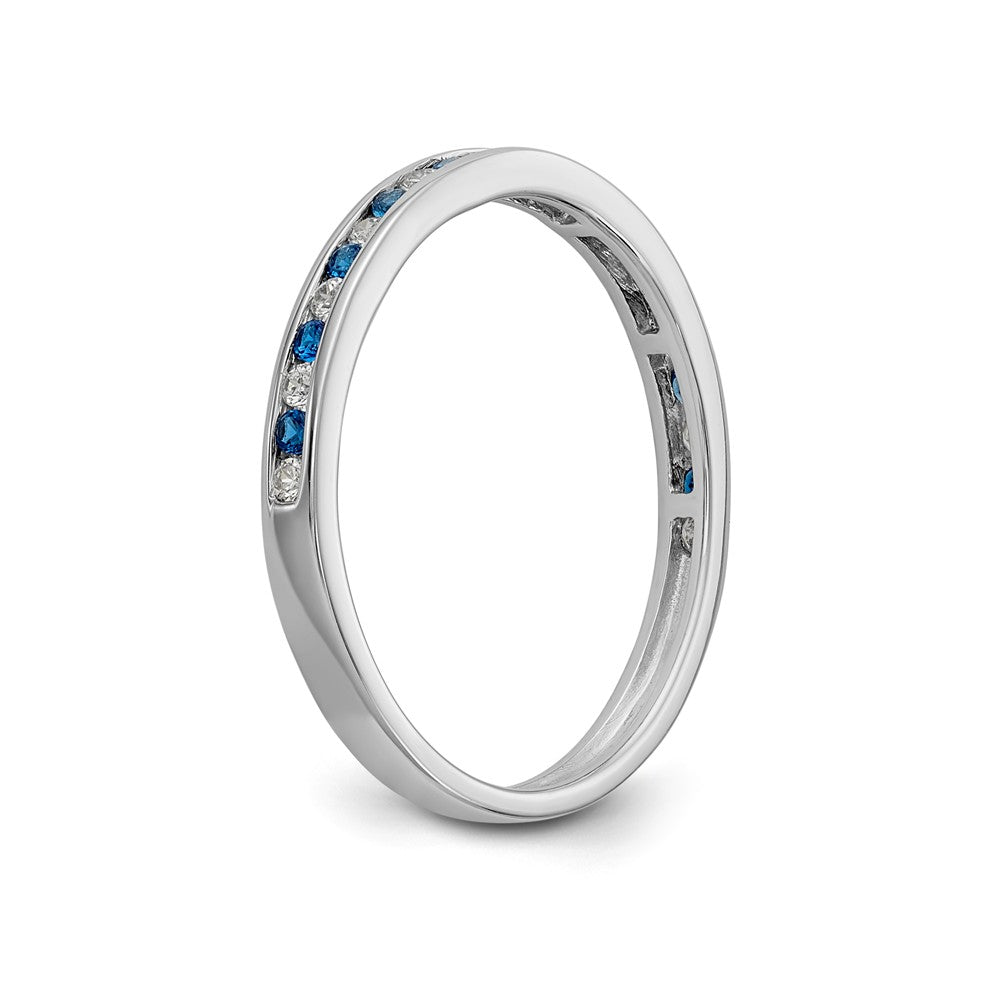 14K White Gold Blue & White Diamond Band - 7