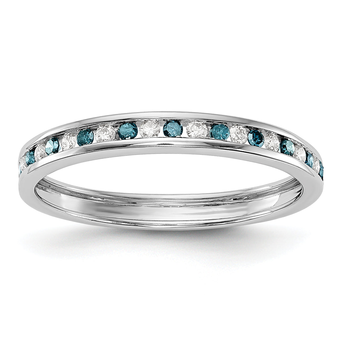 14K White Gold Blue & White Diamond Band - 7