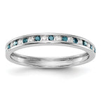 14K White Gold 1/4 carat Blue and White Diamond Complete Channel Band