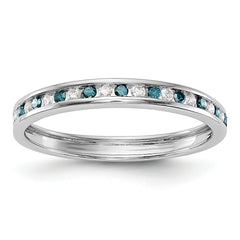 14K White Gold 1/4 carat Blue and White Diamond Complete Channel Band
