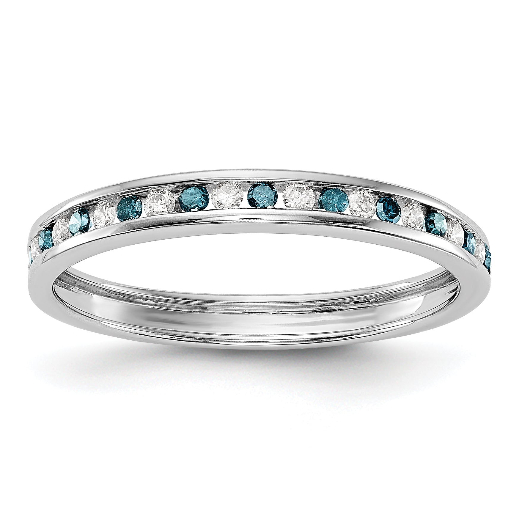 14K White Gold Blue & White Diamond Band - 7