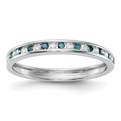 14K White Gold Blue & White Diamond Band - 7