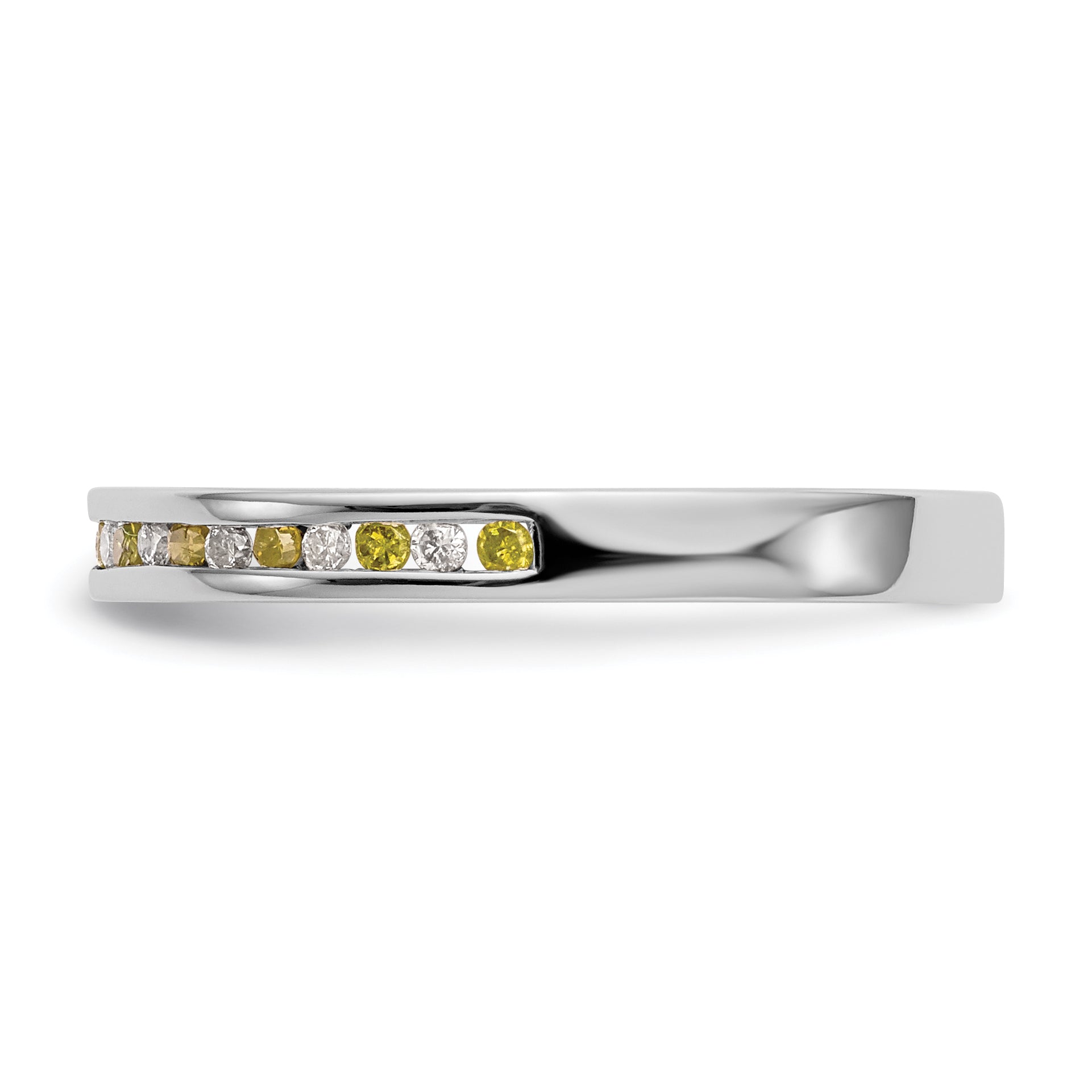 14k White Gold Yellow & White Diamond Band