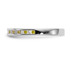 14K White Gold Yellow & White Diamond Band - 7