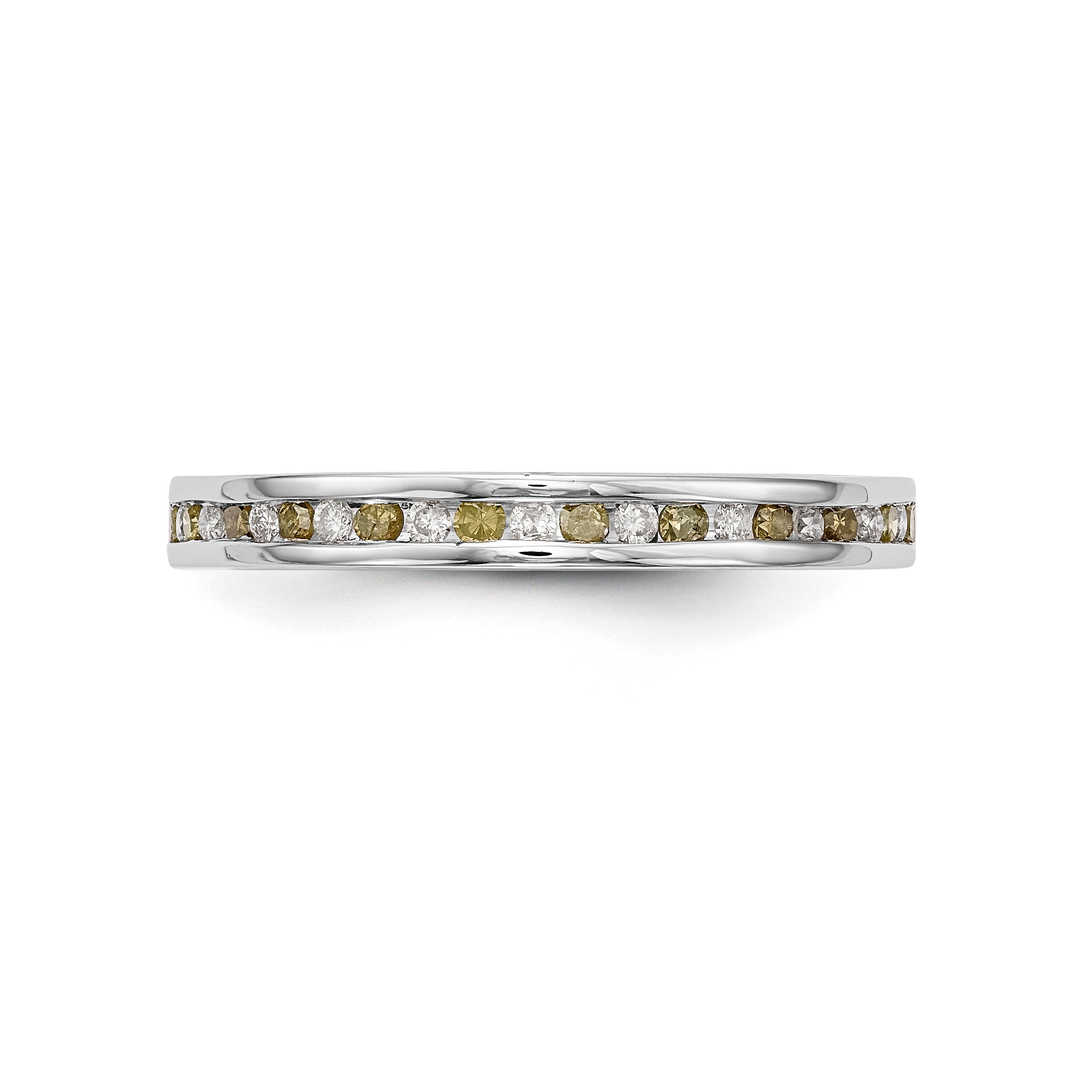 14K White Gold Yellow & White Diamond Band - 7