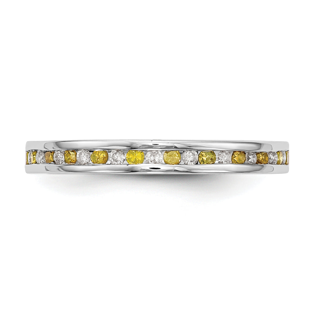 14k White Gold Yellow & White Diamond Band