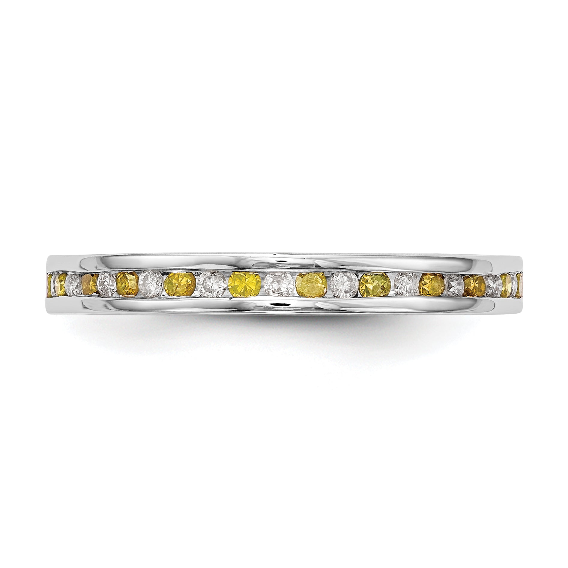 14k White Gold Yellow & White Diamond Band