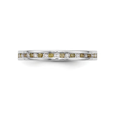 14K White Gold Yellow & White Diamond Band - 7
