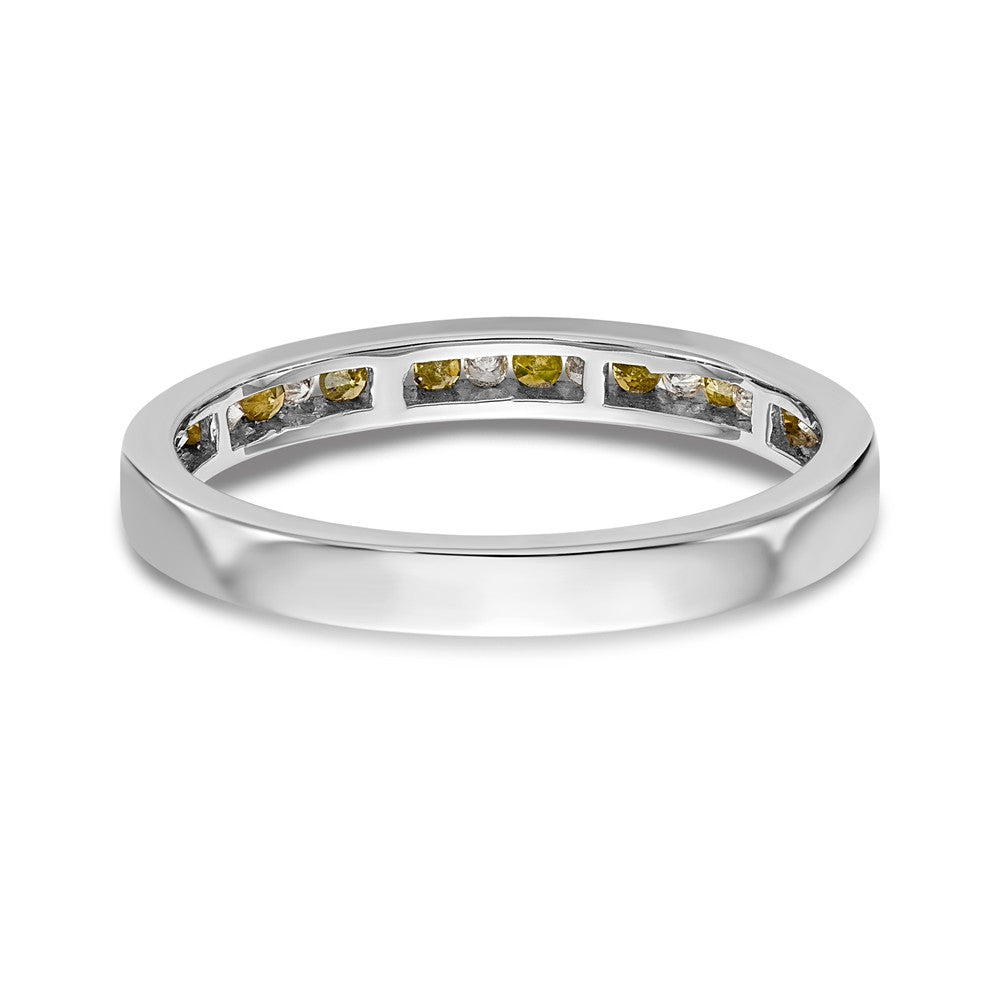 14K White Gold Yellow & White Diamond Band - 7
